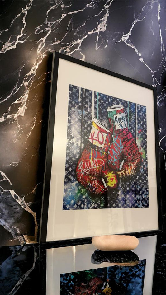 Bild mit Rahmen / Boxing Gloves Artwork